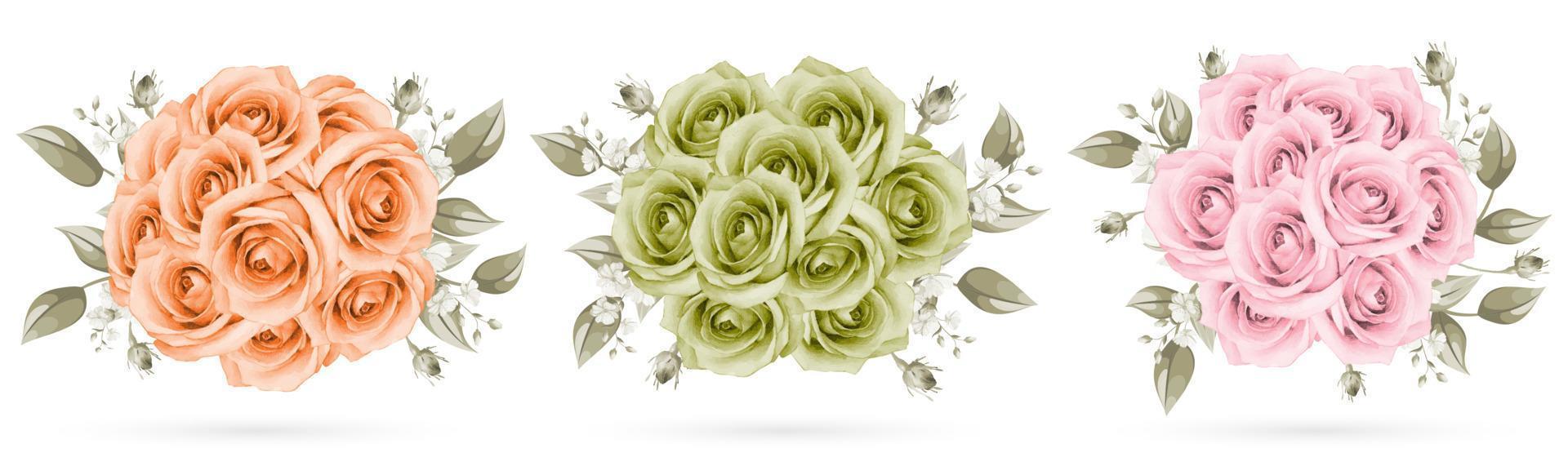 Rose bouquet isolated on white background vector