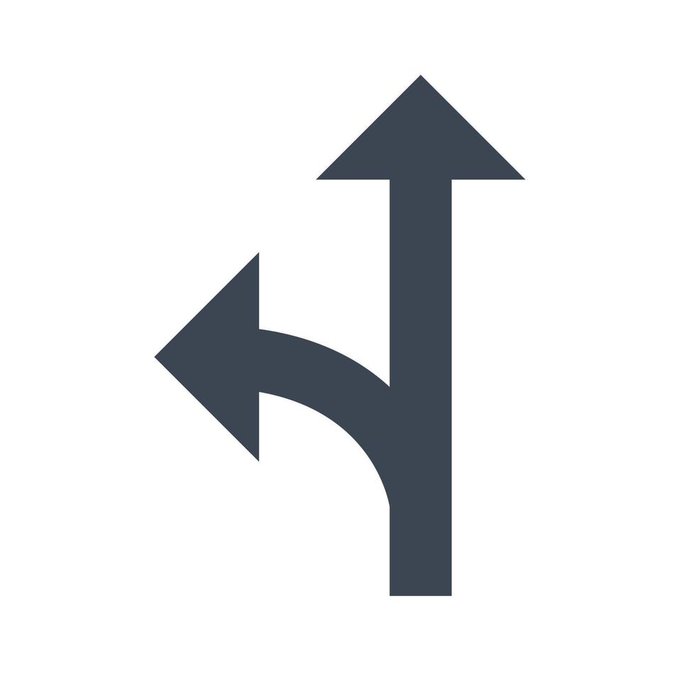 Straight or right turn ahead road sign vector