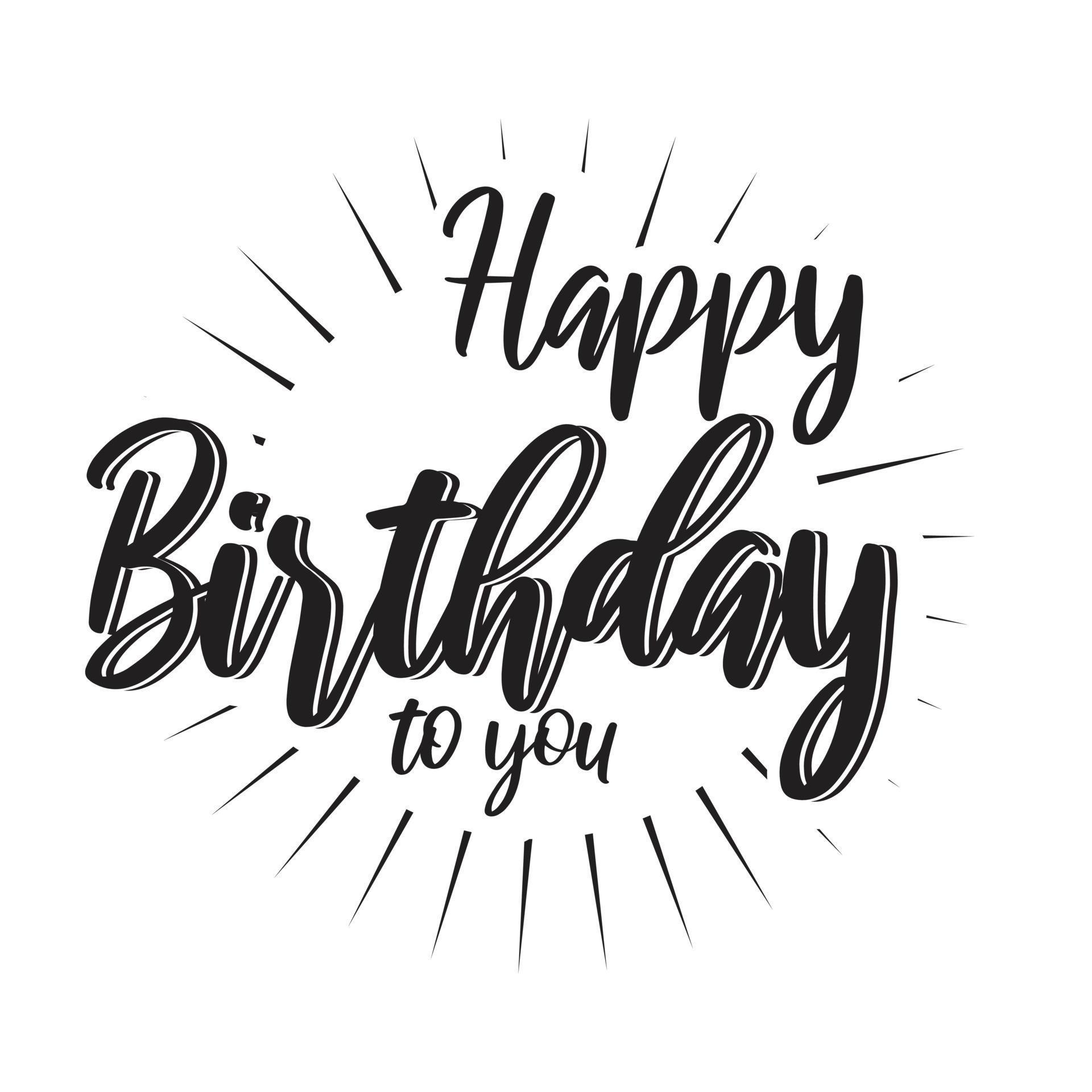 Happy Birthday lettering text banner, black color. Vector illustration ...