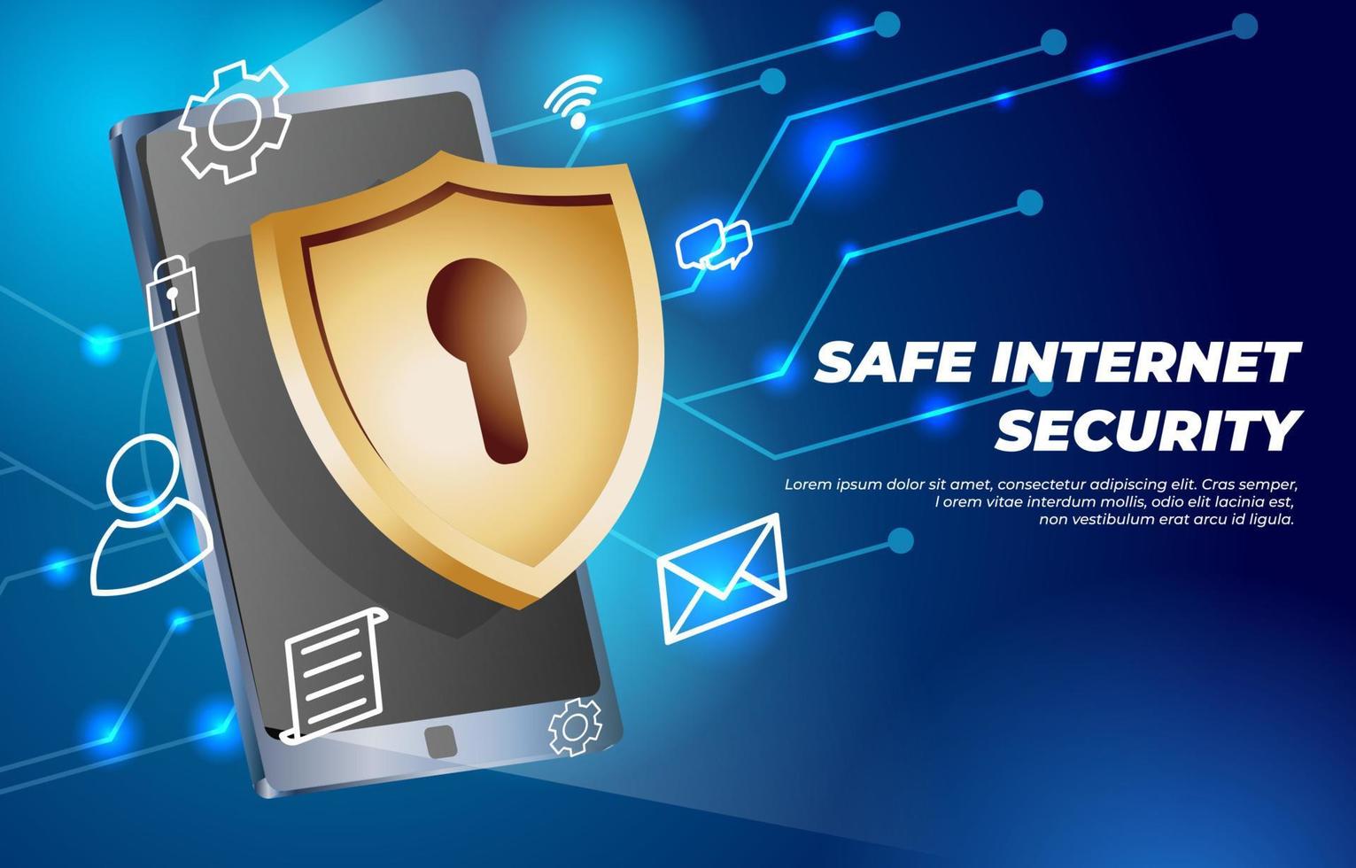 Smartphone Safe Internet Security Concept vector