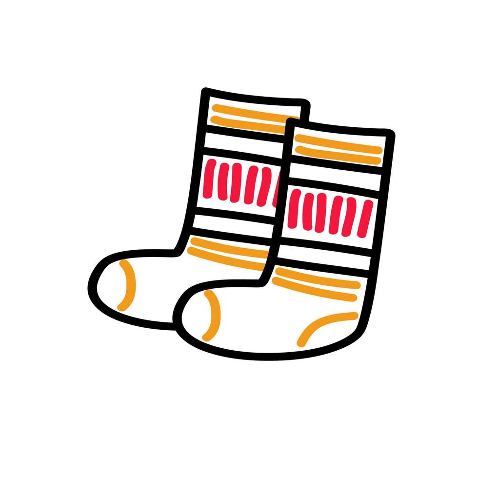 Striped sock doodle hand drawn sketch vector icon.