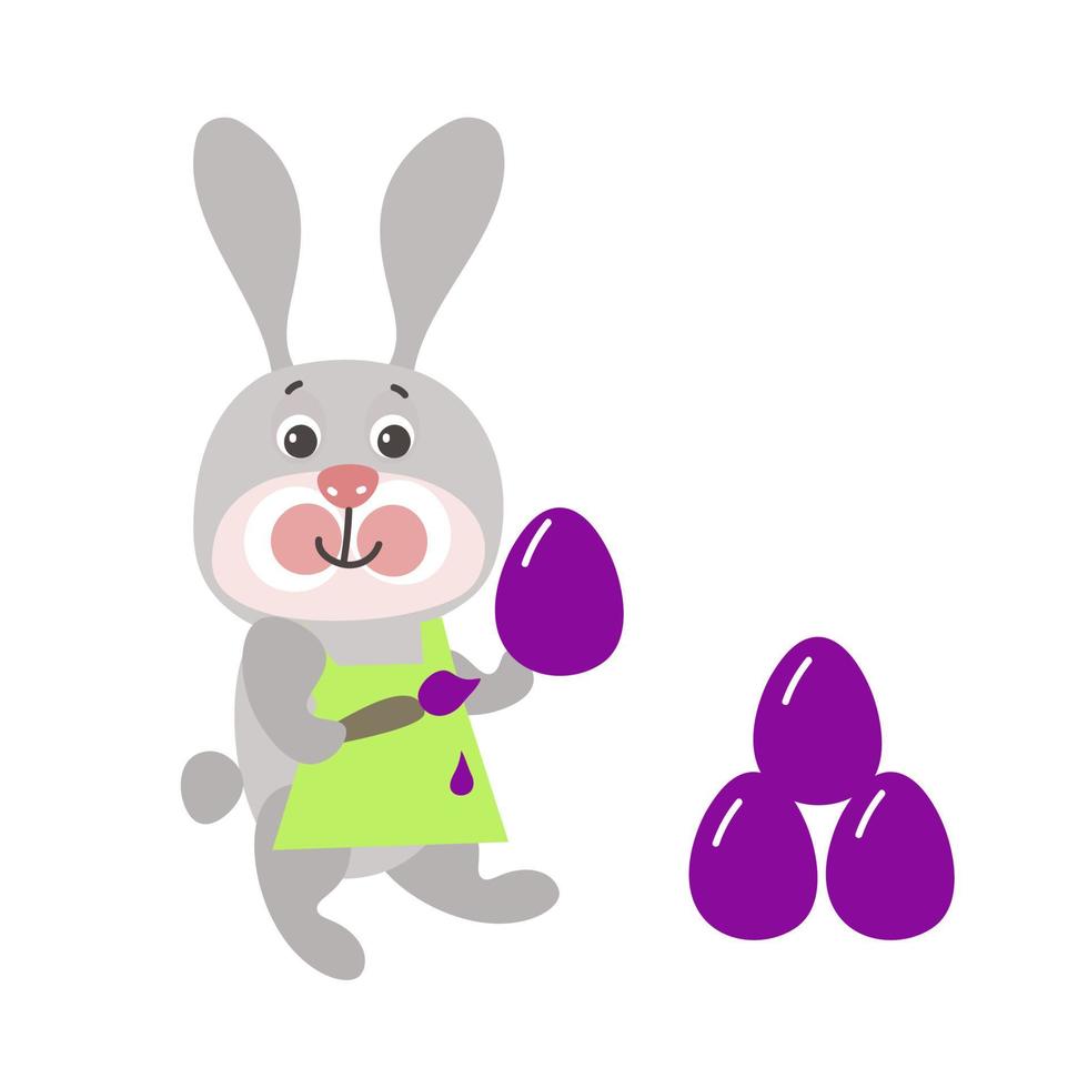 Easter bunny  paints eggs. vector