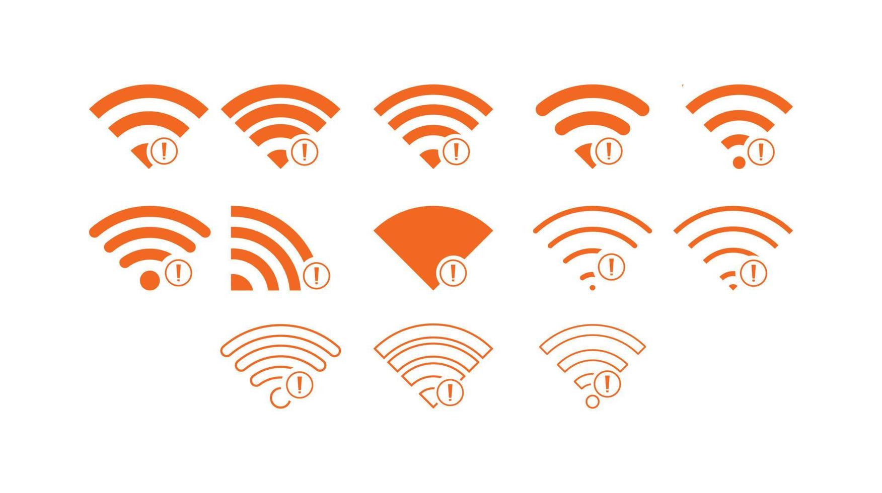 Set of No wireless connections icon sign vector orange color