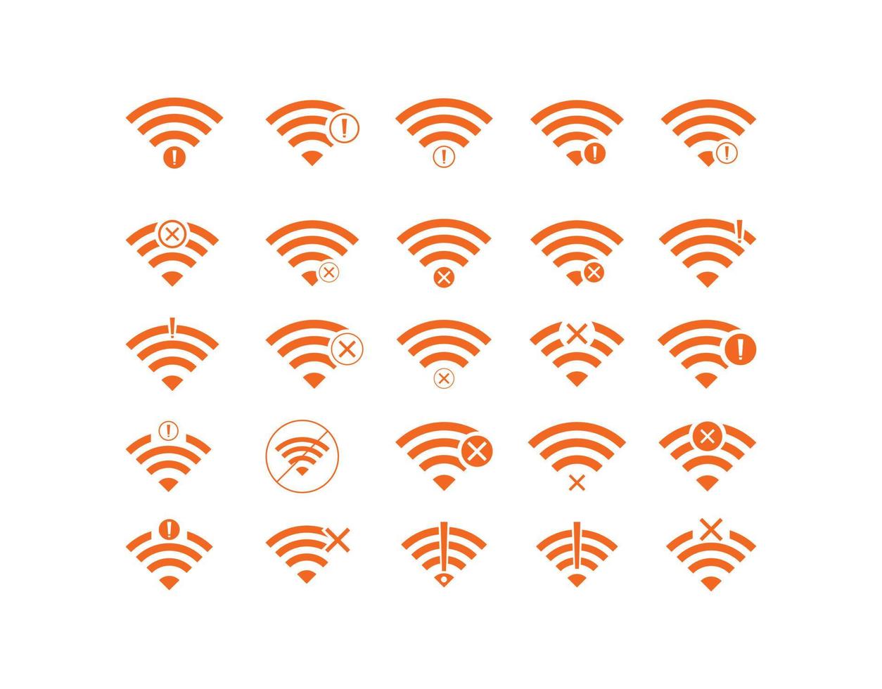 Set of No wireless connections icon sign vector orange color