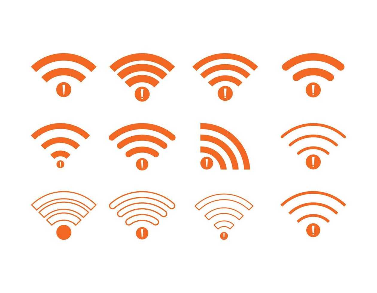 conjunto de sin conexiones inalámbricas icono signo vector color naranja