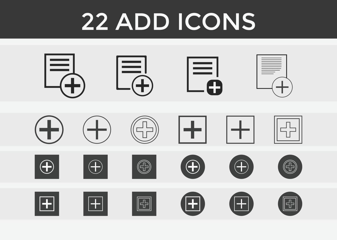 set Add icon vector on white background. plus icon vector. document add plus Icon