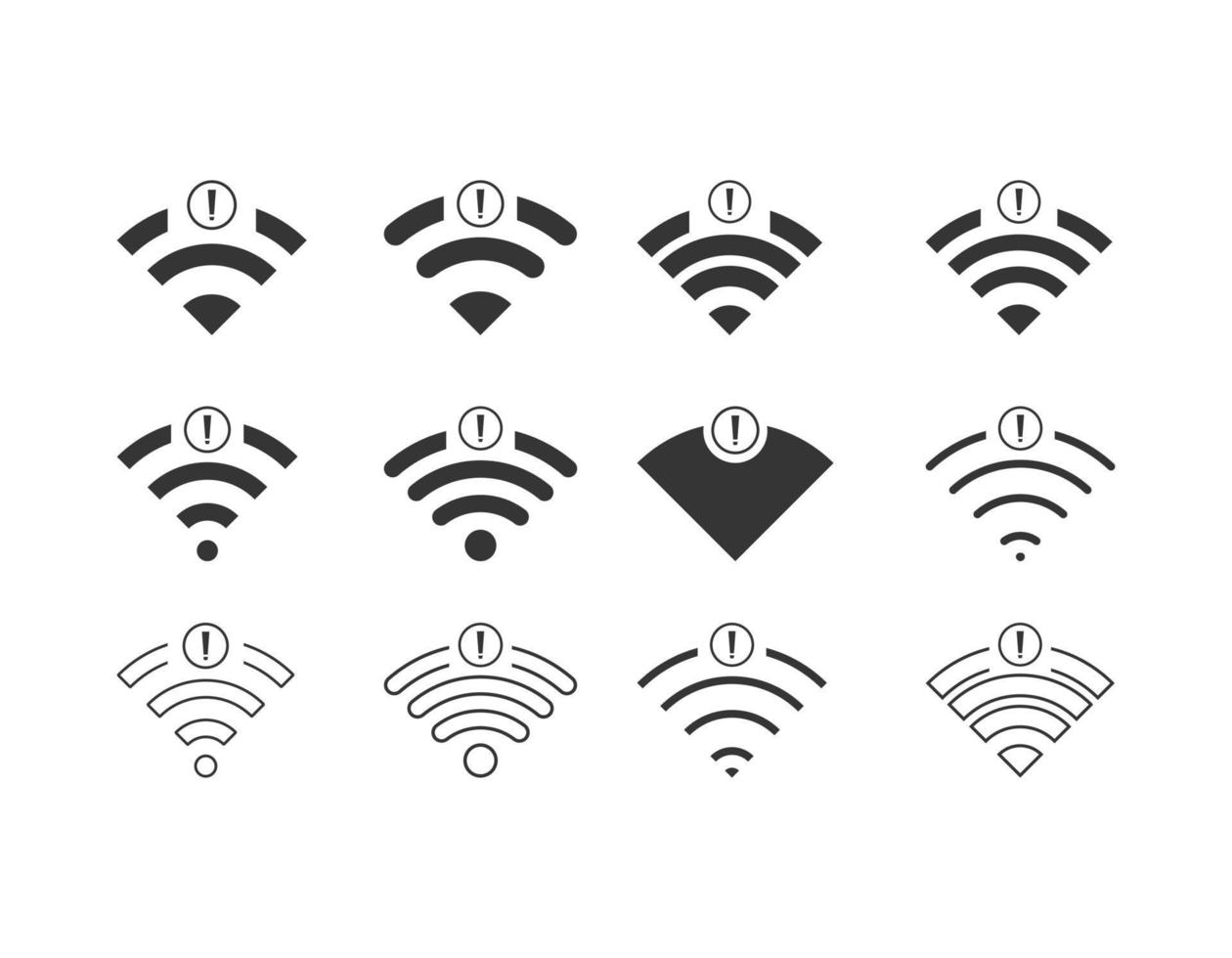 conjunto de sin wifi icono inalámbrico vector color negro