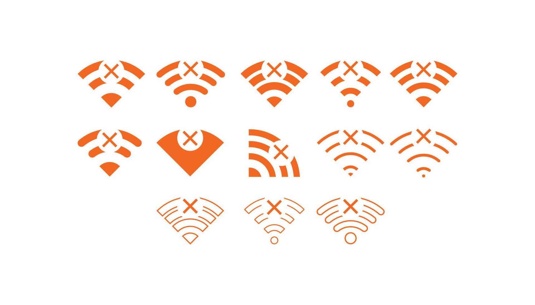 Set of No wireless connections icon sign vector orange color