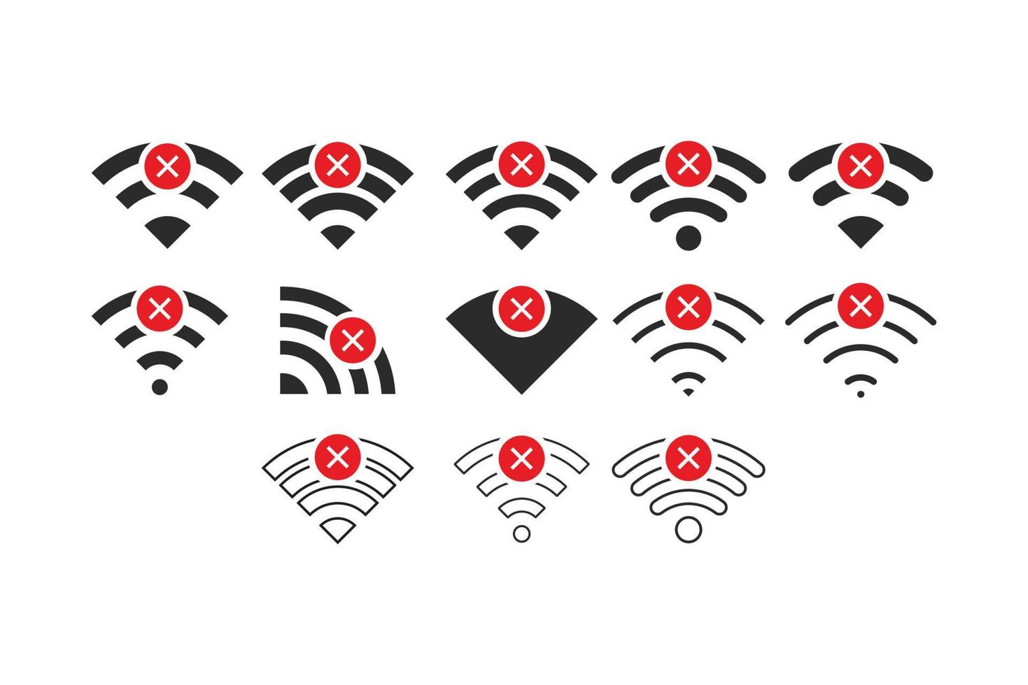 Set of No wireless connections no wifi icon sign vector black color