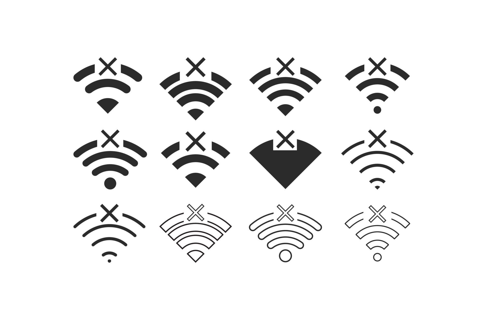 Set of No wireless connections no wifi icon sign vector black color 5423390 Vector Art at Vecteezy