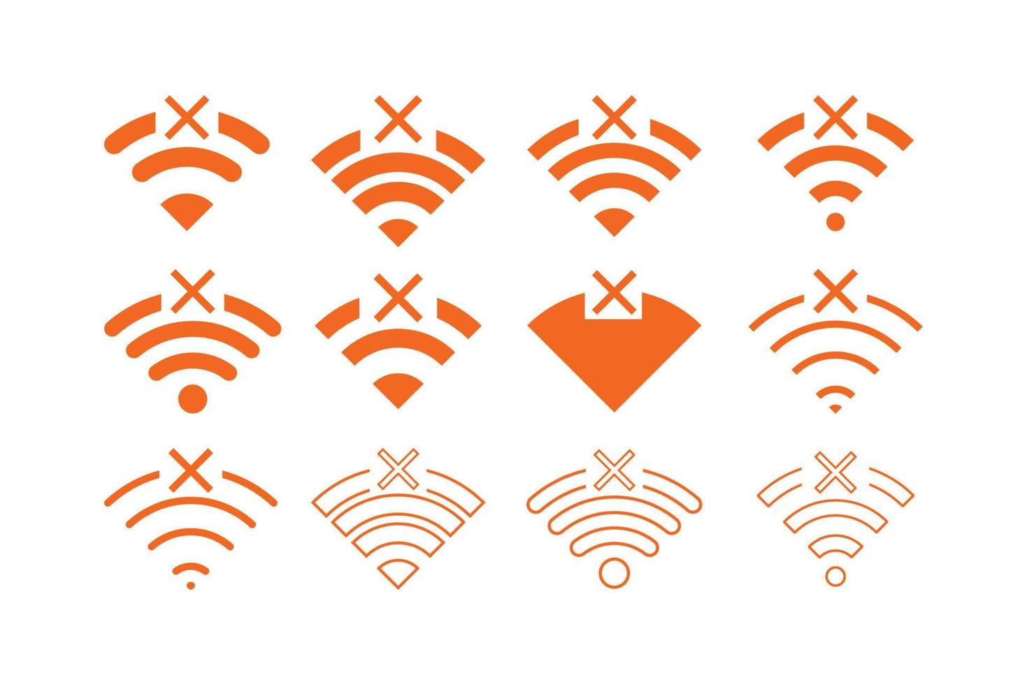 Set of No wireless connections icon sign vector orange color