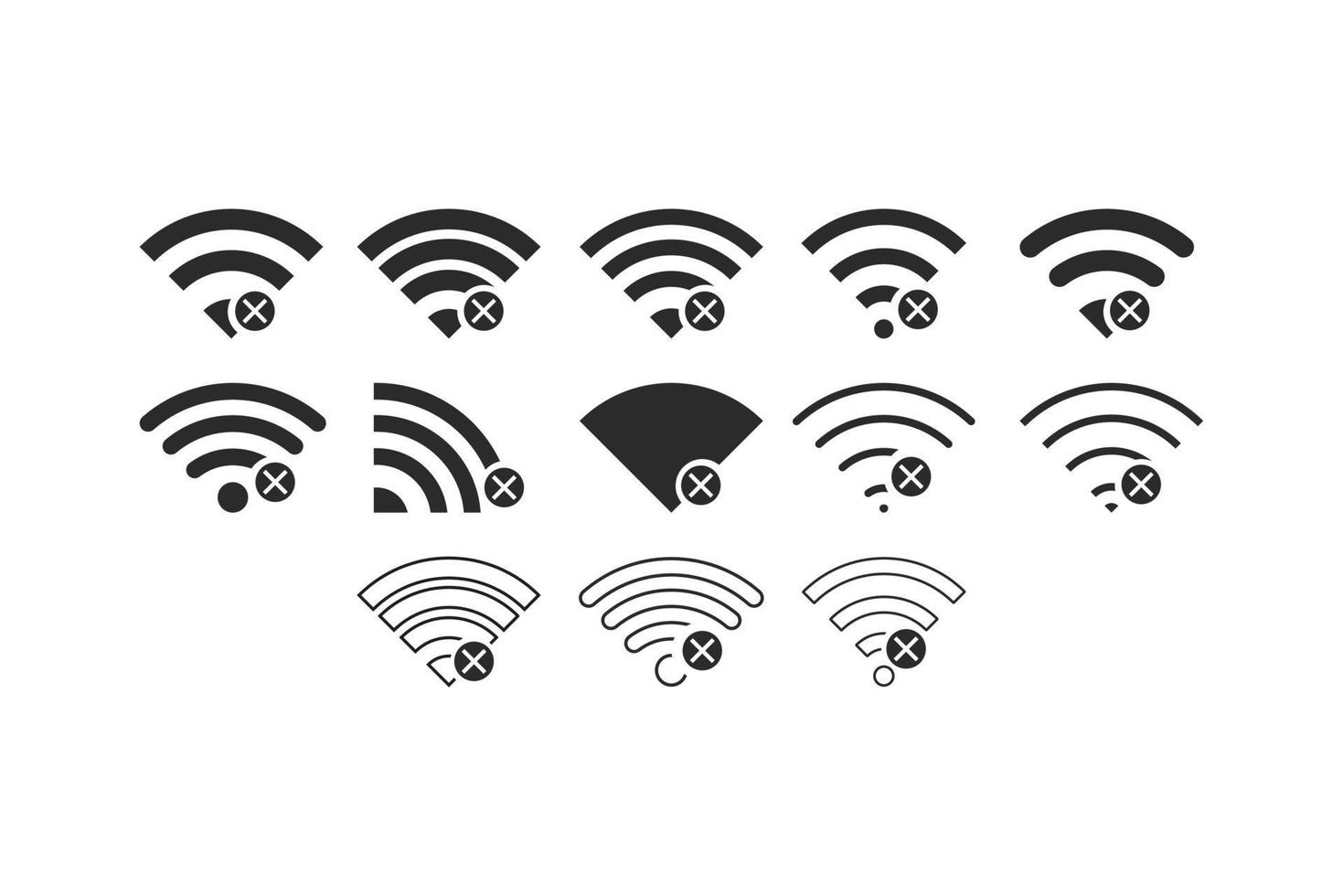 Set of No wireless connections no wifi icon sign vector black color