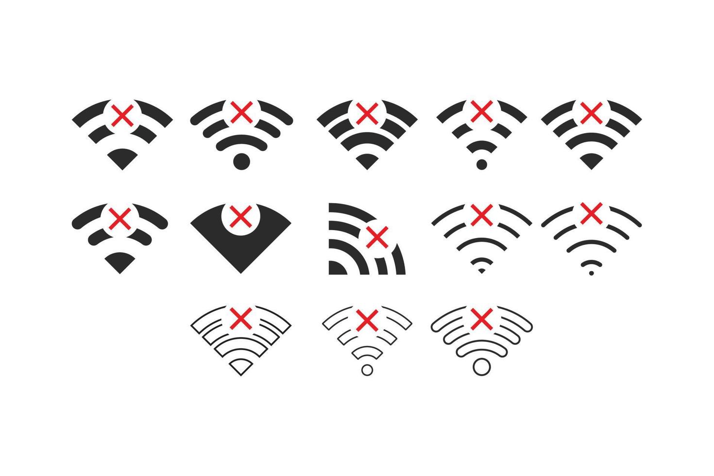 Set of No wireless connections no wifi icon sign vector black color