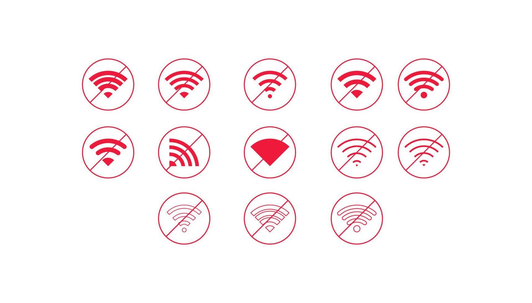 Set of No wireless connections no wifi icon sign vector red color