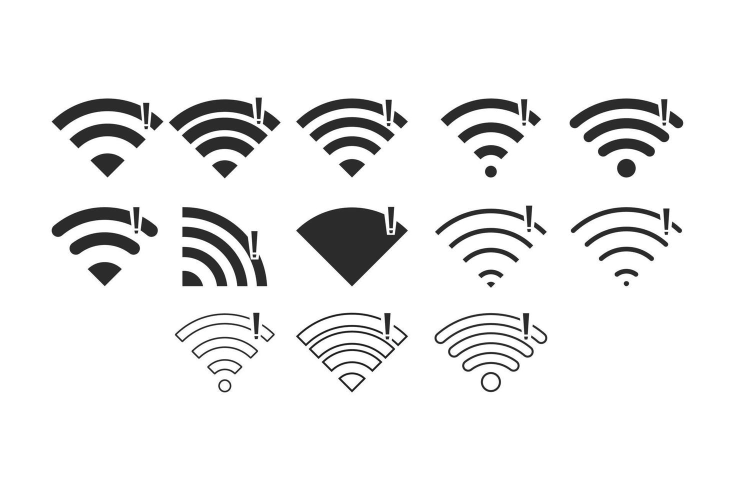 Set of No wireless connections no wifi icon sign vector black color