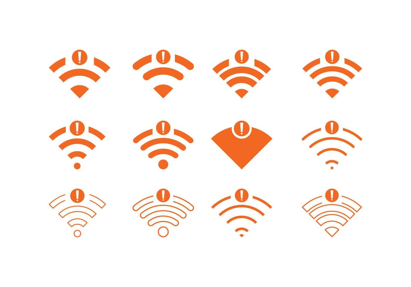 conjunto de sin conexiones inalámbricas icono signo vector color naranja