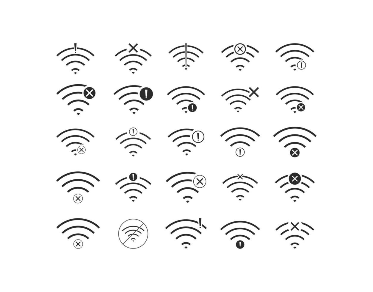 Set of No wireless connections icon sign vector black color