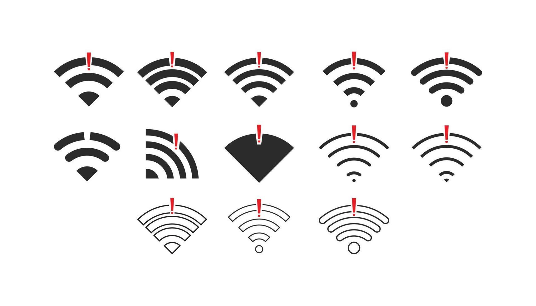 Set of No wireless connections no wifi icon sign vector black color