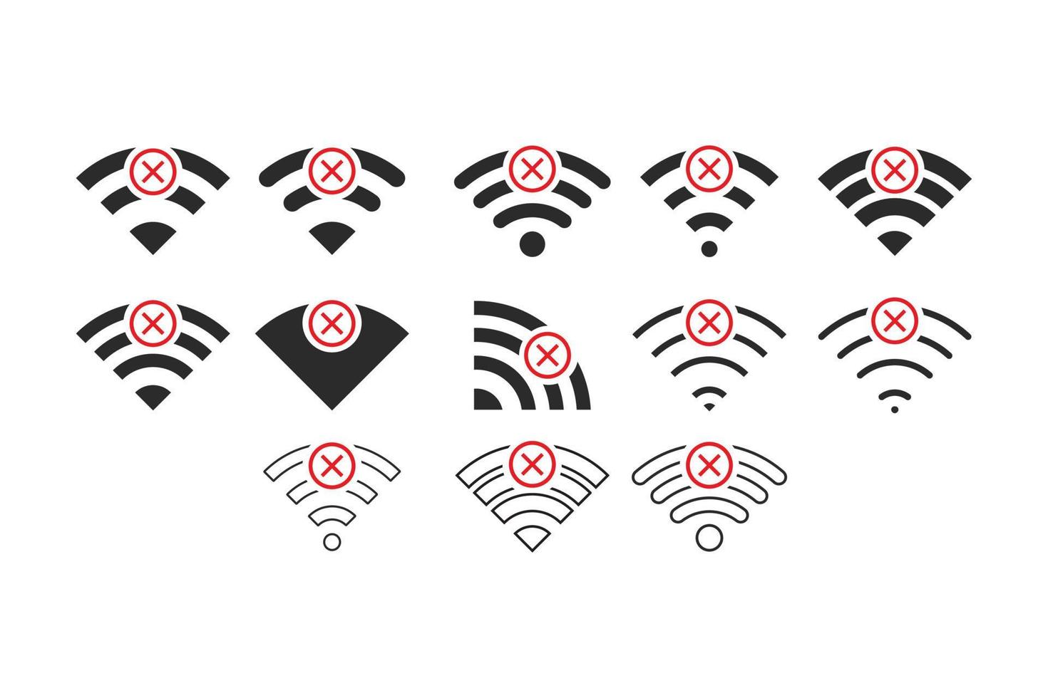 Set of No wireless connections no wifi icon sign vector black color