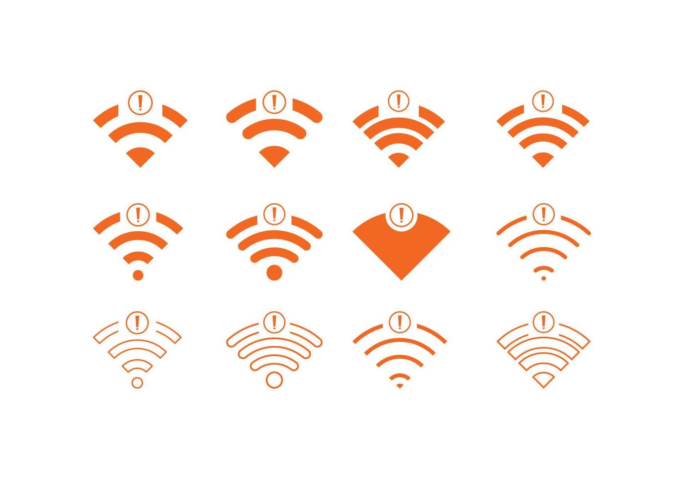 Set of No wireless connections icon sign vector orange color