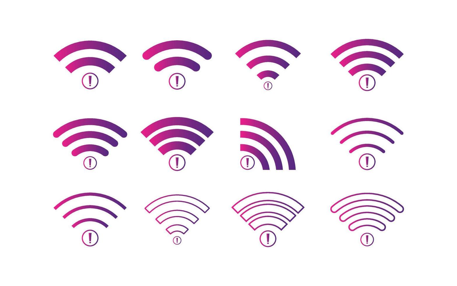 Set of no Wireless network sign symbol icon gradient color vector