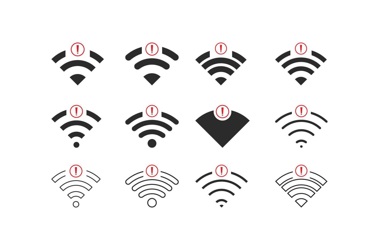 Set of No wireless connections no wifi icon sign vector black color