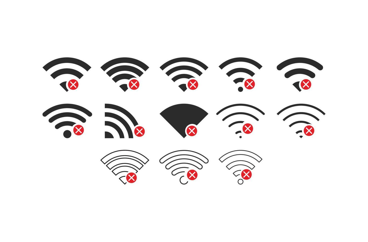 Set of No wireless connections no wifi icon sign vector black color