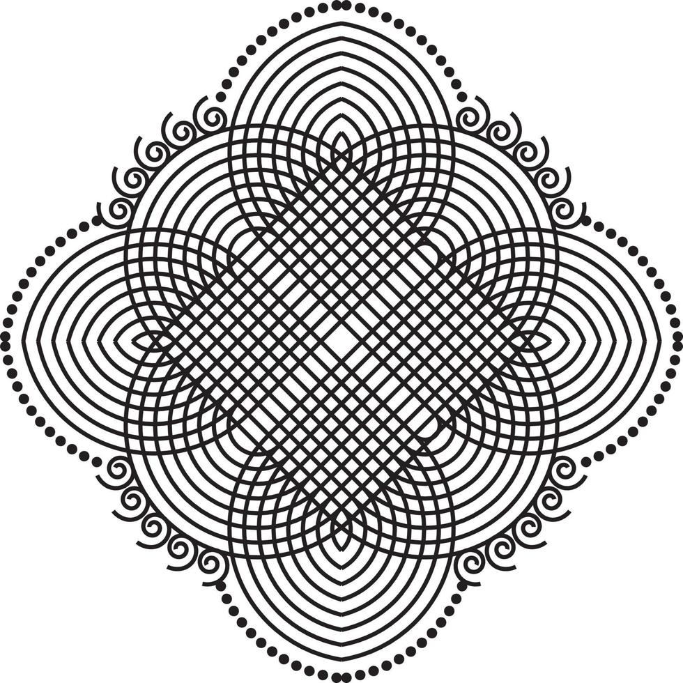 Indian Traditional and Cultural Rangoli, Alpona, Kolam, or Paisley vector line art. Bengal art India. for textile printing, logo, wallpaper