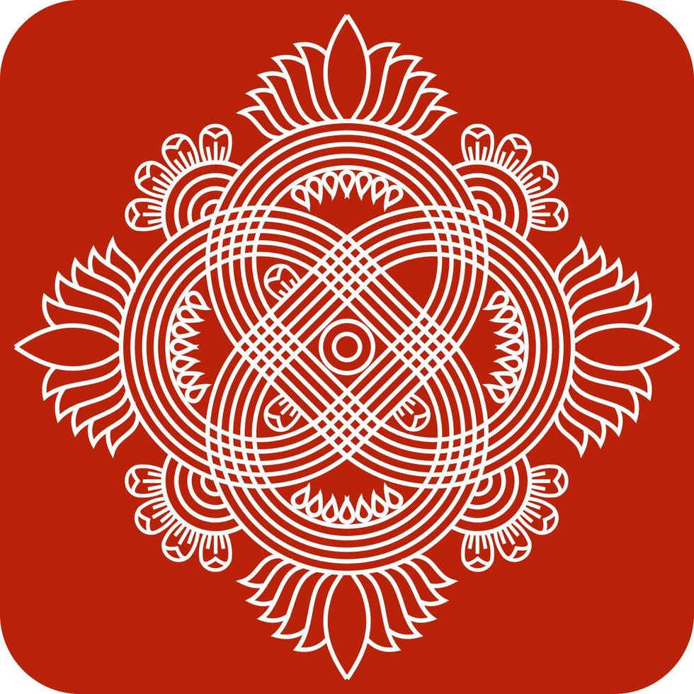 rangoli tradicional y cultural indio, alpona, kolam o paisley vector line art. arte de bengala india. para impresión textil, logo, papel pintado