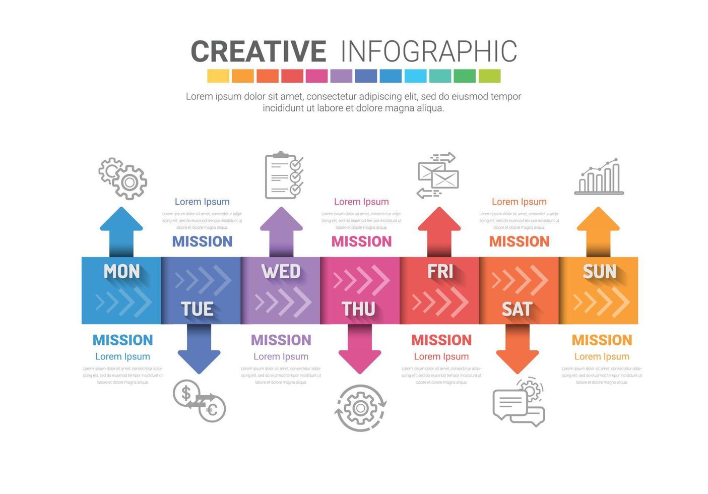 Timeline business for 7 day, Timeline infographics design vector