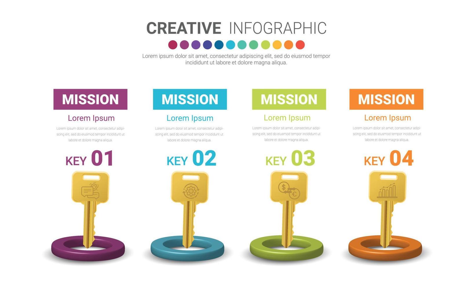 Infographic key design template for Presentation business vector