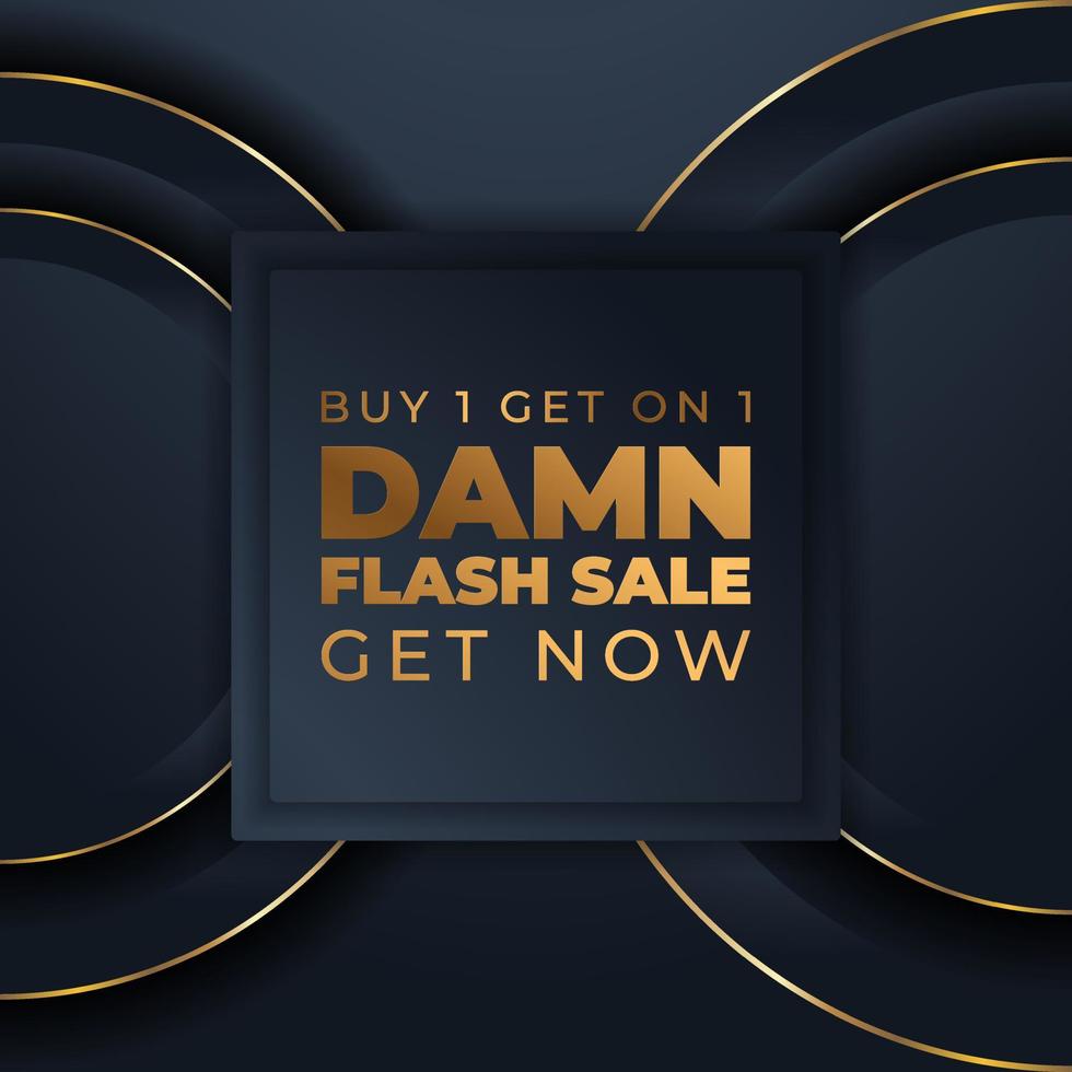 mega flash sales banners with black gold for sales vector