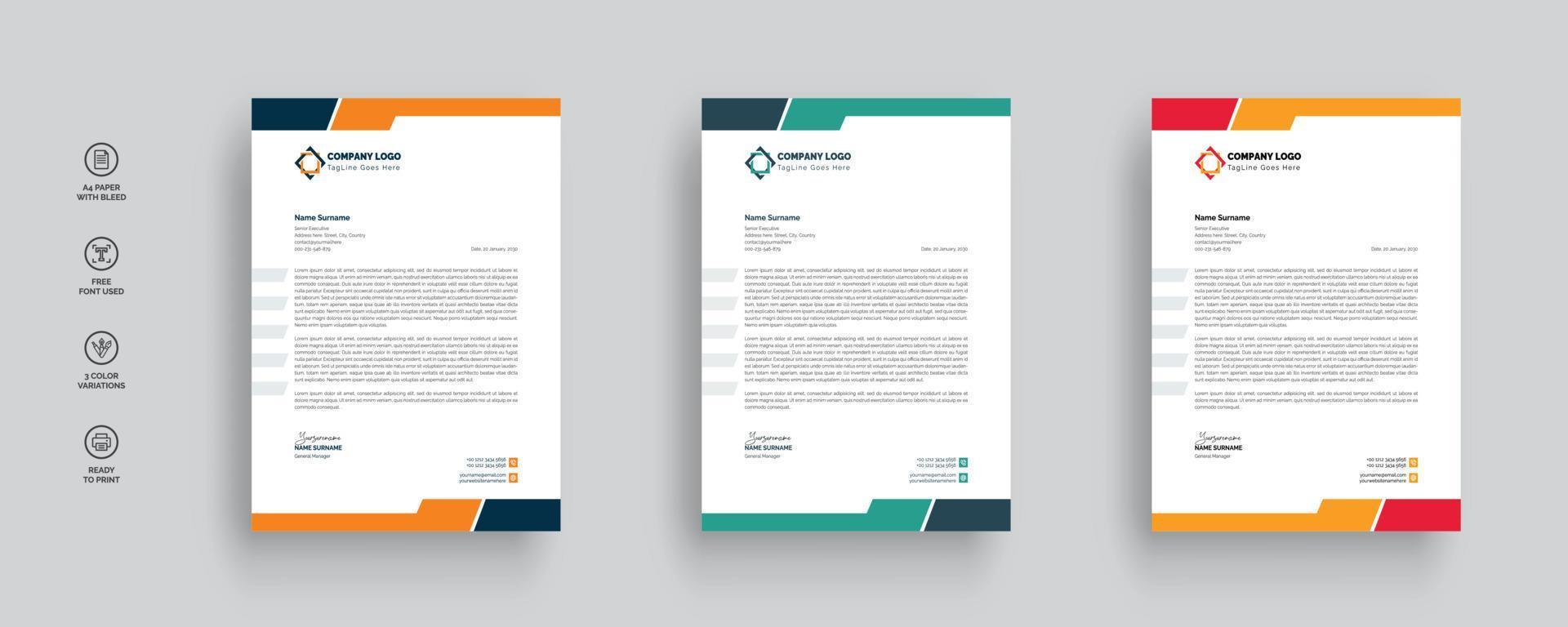 Professional business letterhead template design Free vector