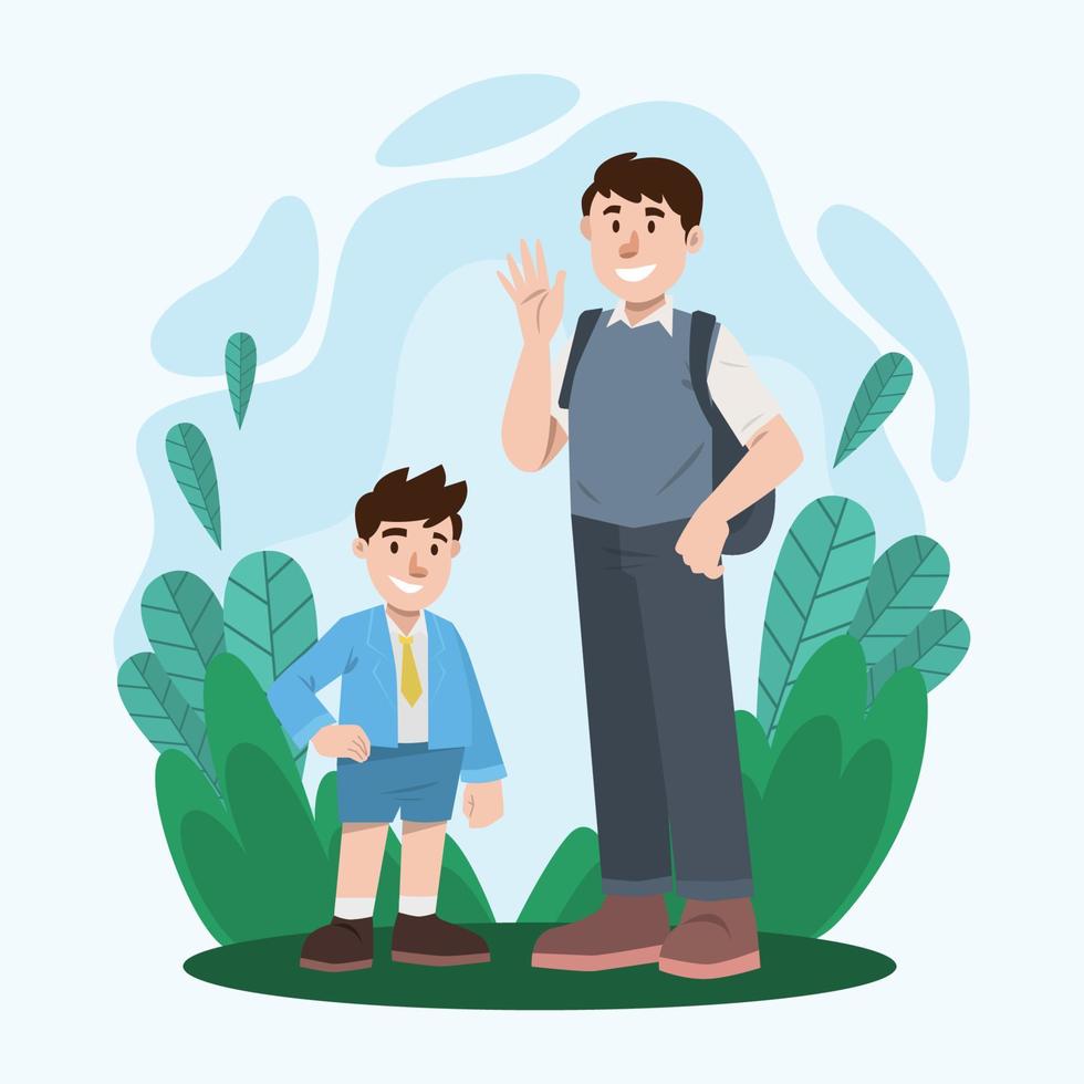 The Brothers Is Heading To School Together vector