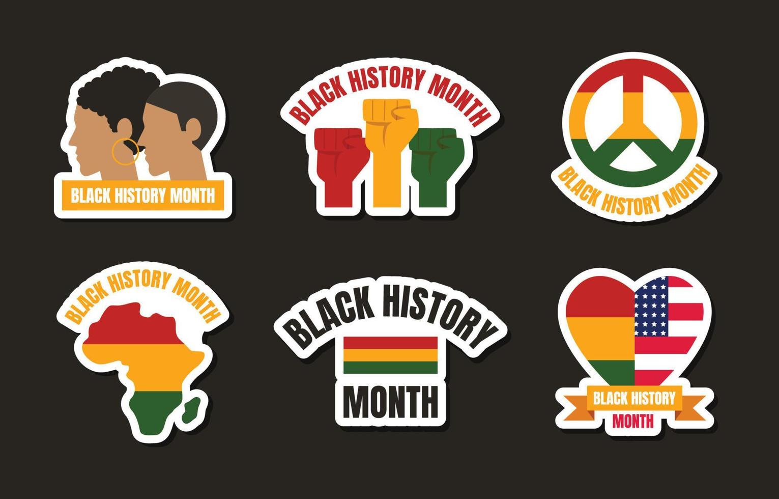 Black History Month Sticker Set Design vector