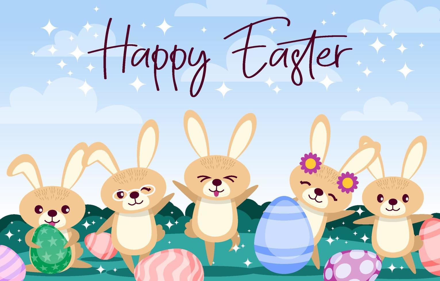 Cute Easter Bunny Background vector