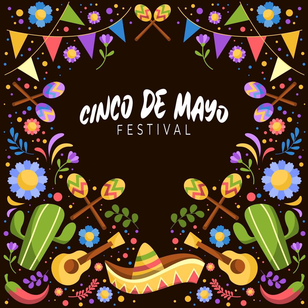 Cinco De Mayo Ornament Festival Background vector