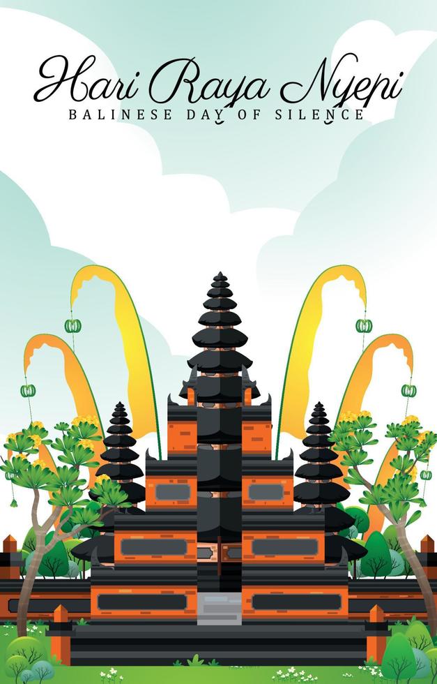 Happy Nyepi Day Background Day Concept vector