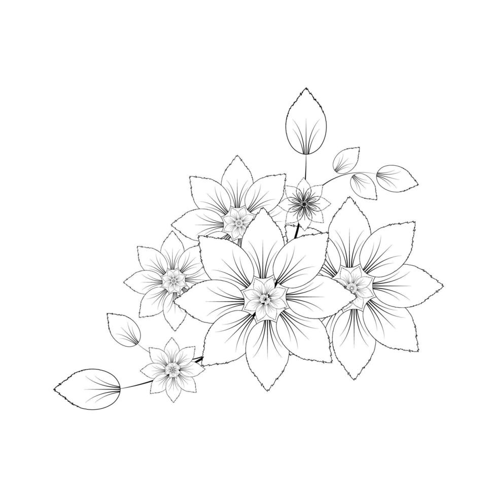 Vector floral illustration black and white background