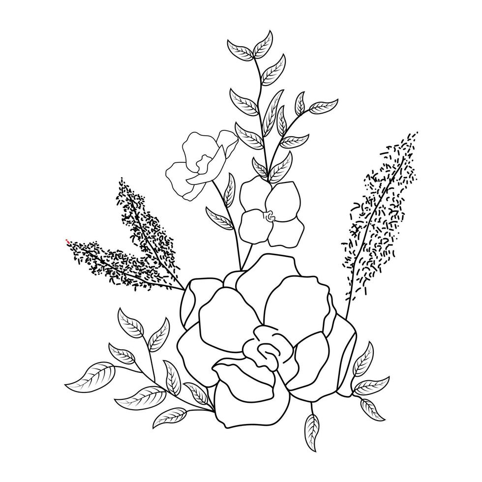 Flower rose. Coloring page. Illustratin of beautiful flower. - Vector illustration