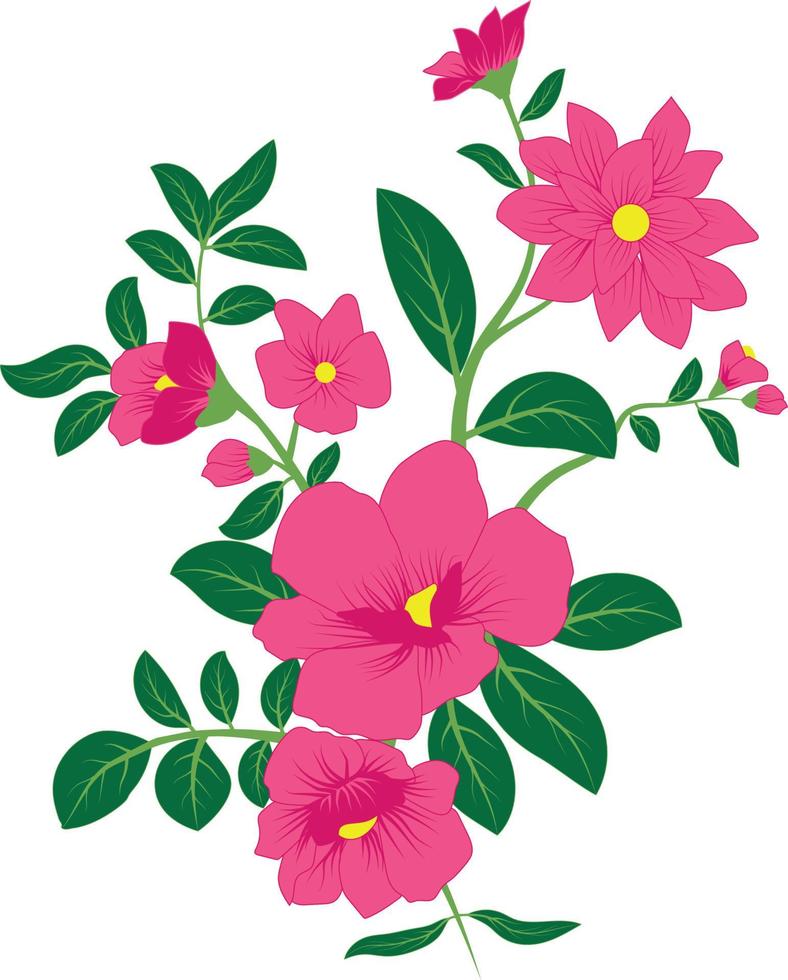 ilustración con colección de flores aislado sobre fondo blanco. vector