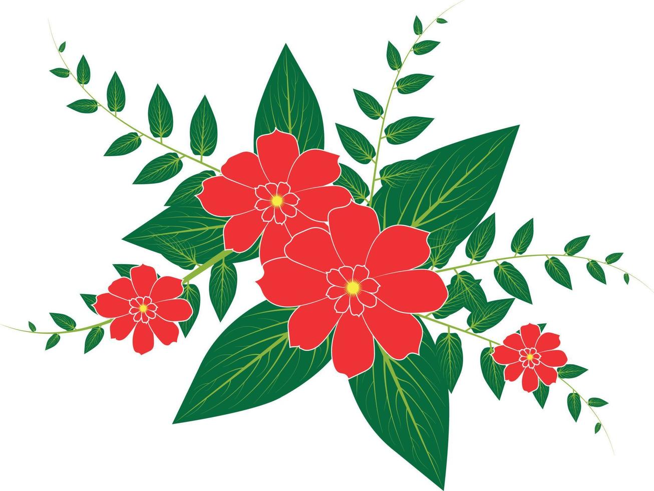 flor de feliz navidad con diseño de hojas y bayas, temporada de invierno y tema de decoración ilustración vectorial vector