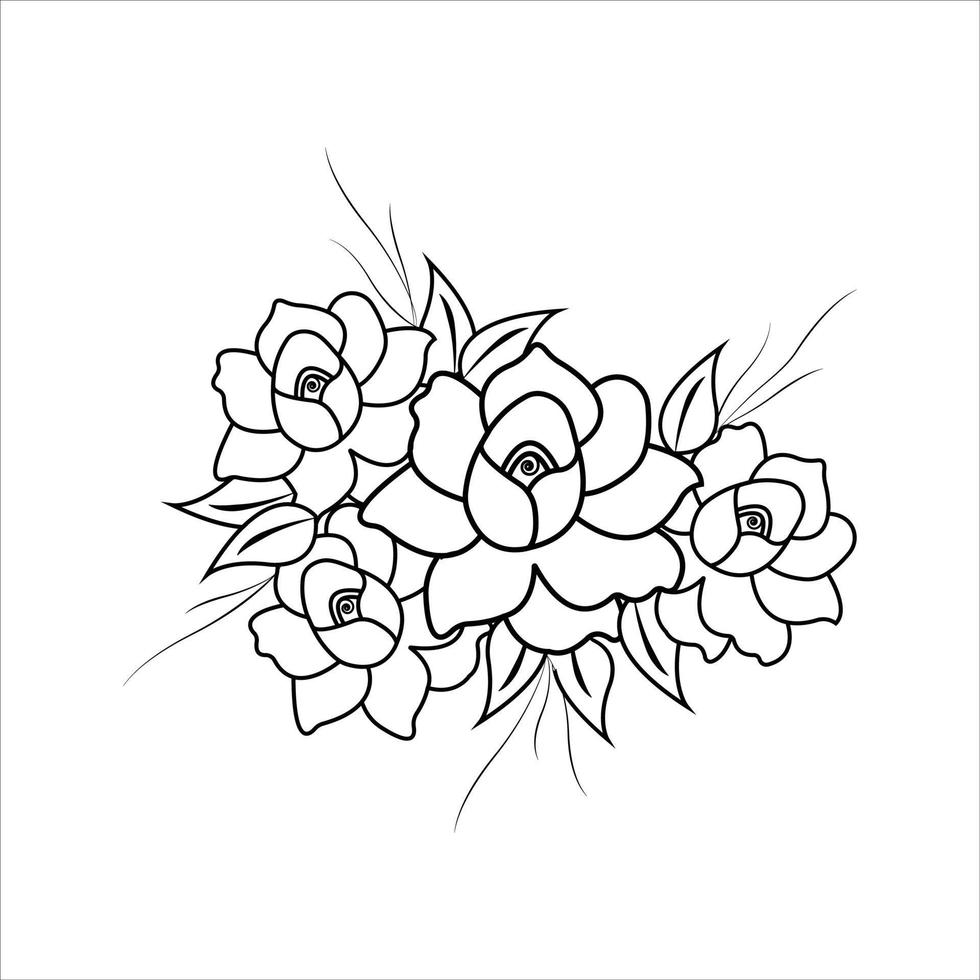 Vector line art beautiful flower