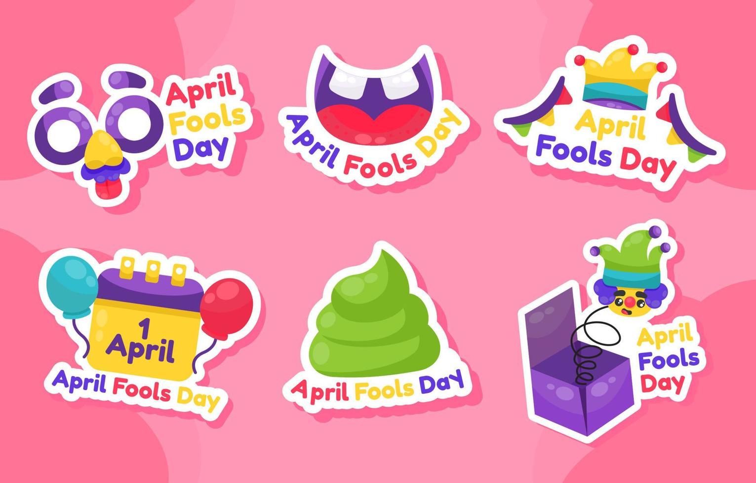 Sticker Concept Of April Fools Day vector