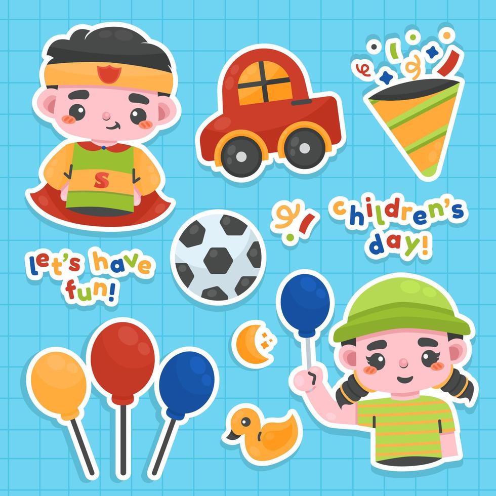 Colorful Sticker For Celebrate Children's Day vector