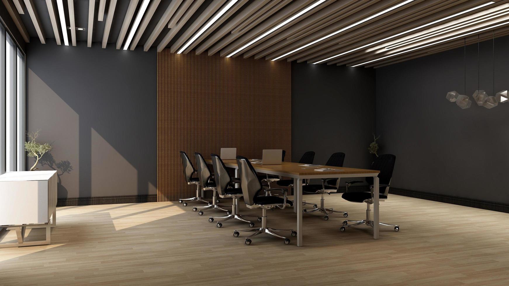 3D render office workspace modern meeting room mockup photo