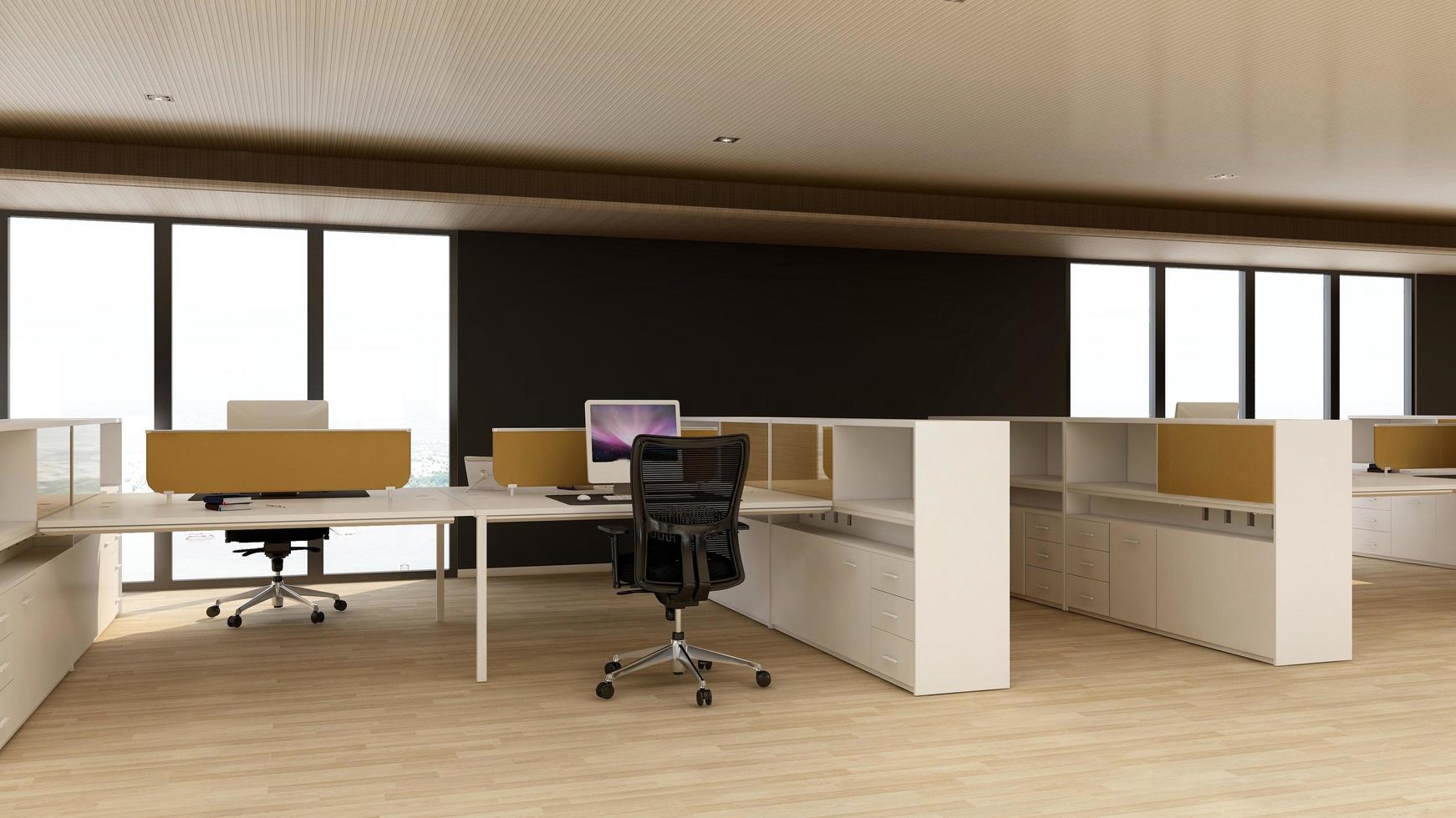 3D Render Office Workspace Modern Minimalist mockup photo