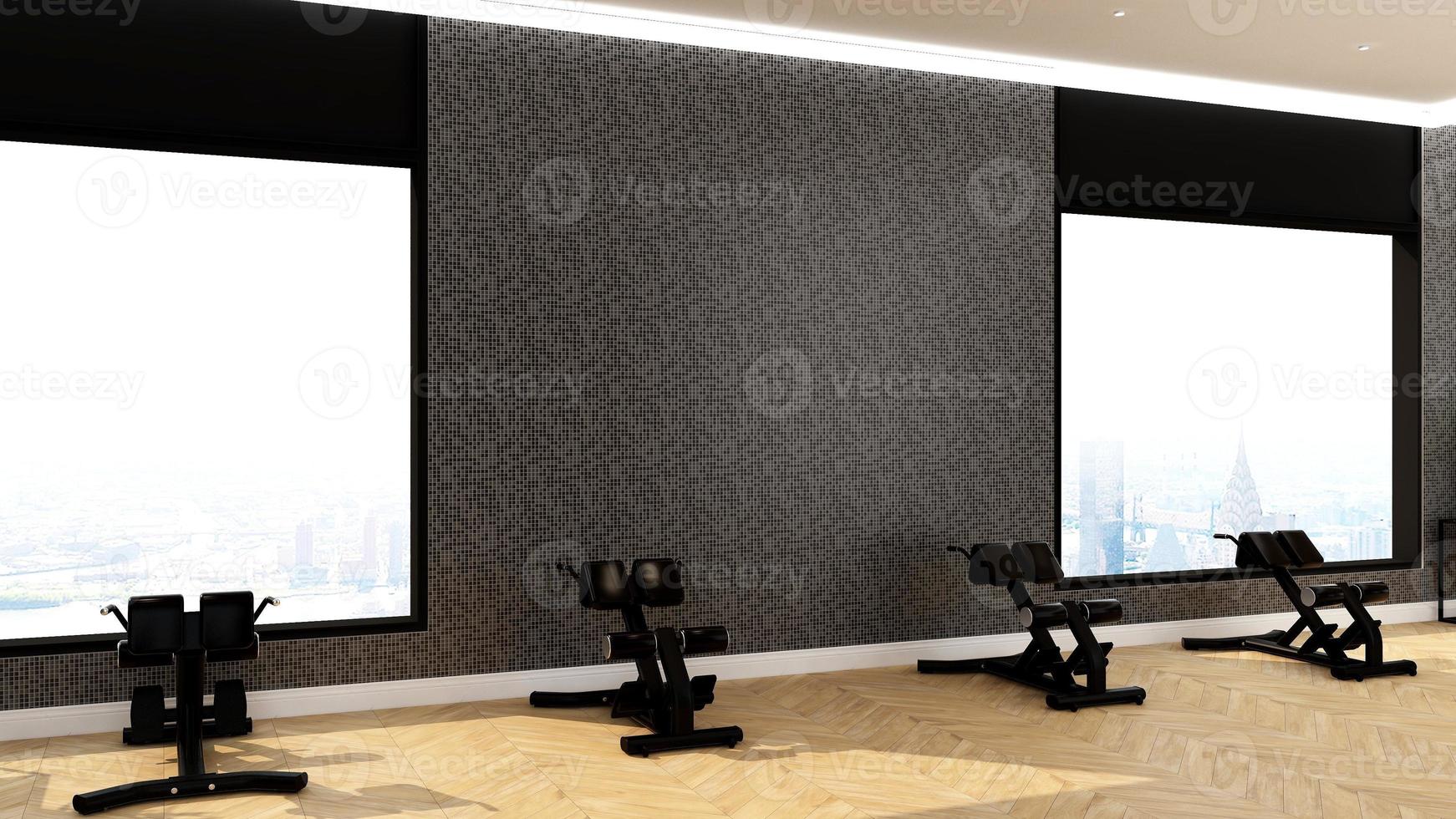 3d render modern gym interior design wall mockup photo