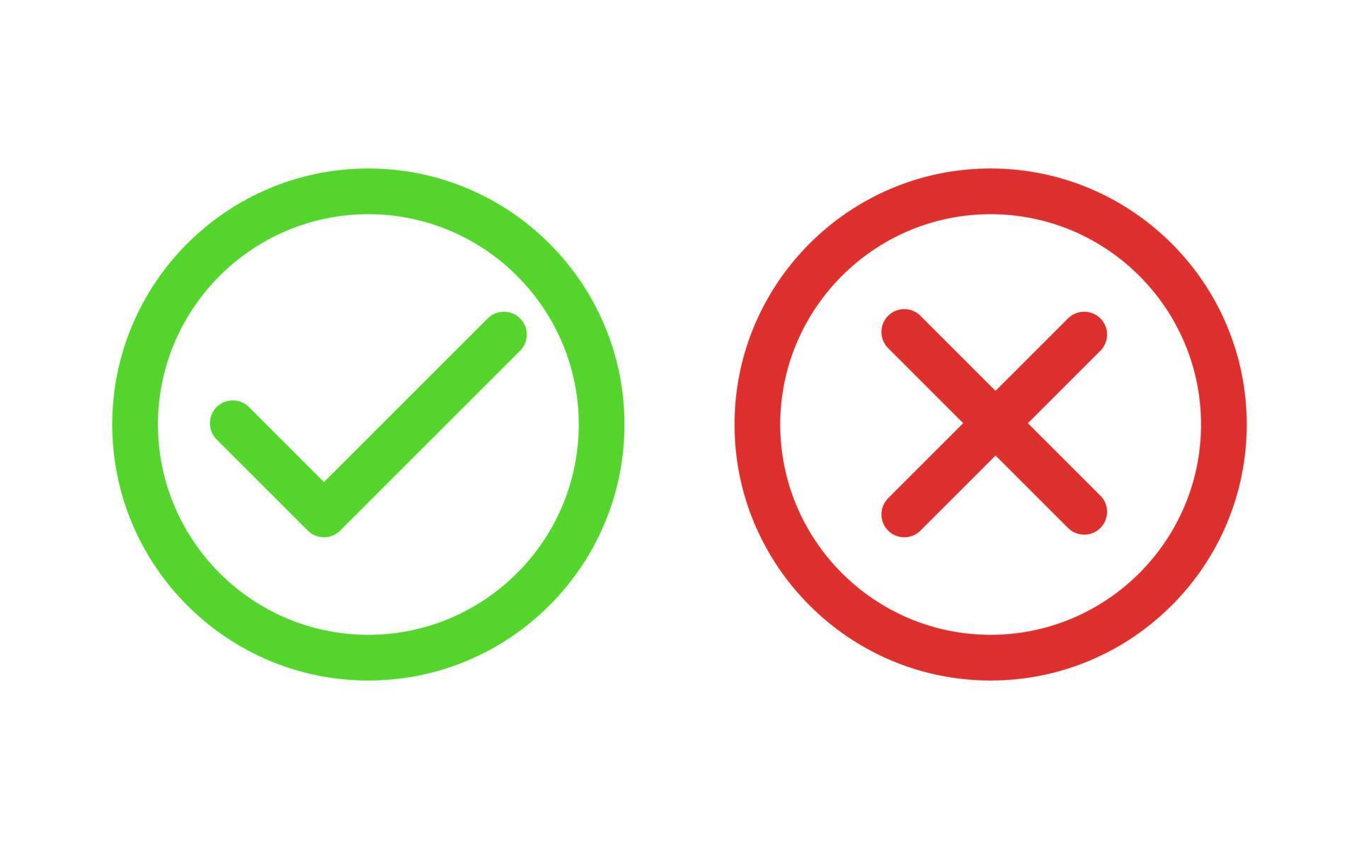 Check mark and x mark icon vector 5424885 vector art at vecteezy