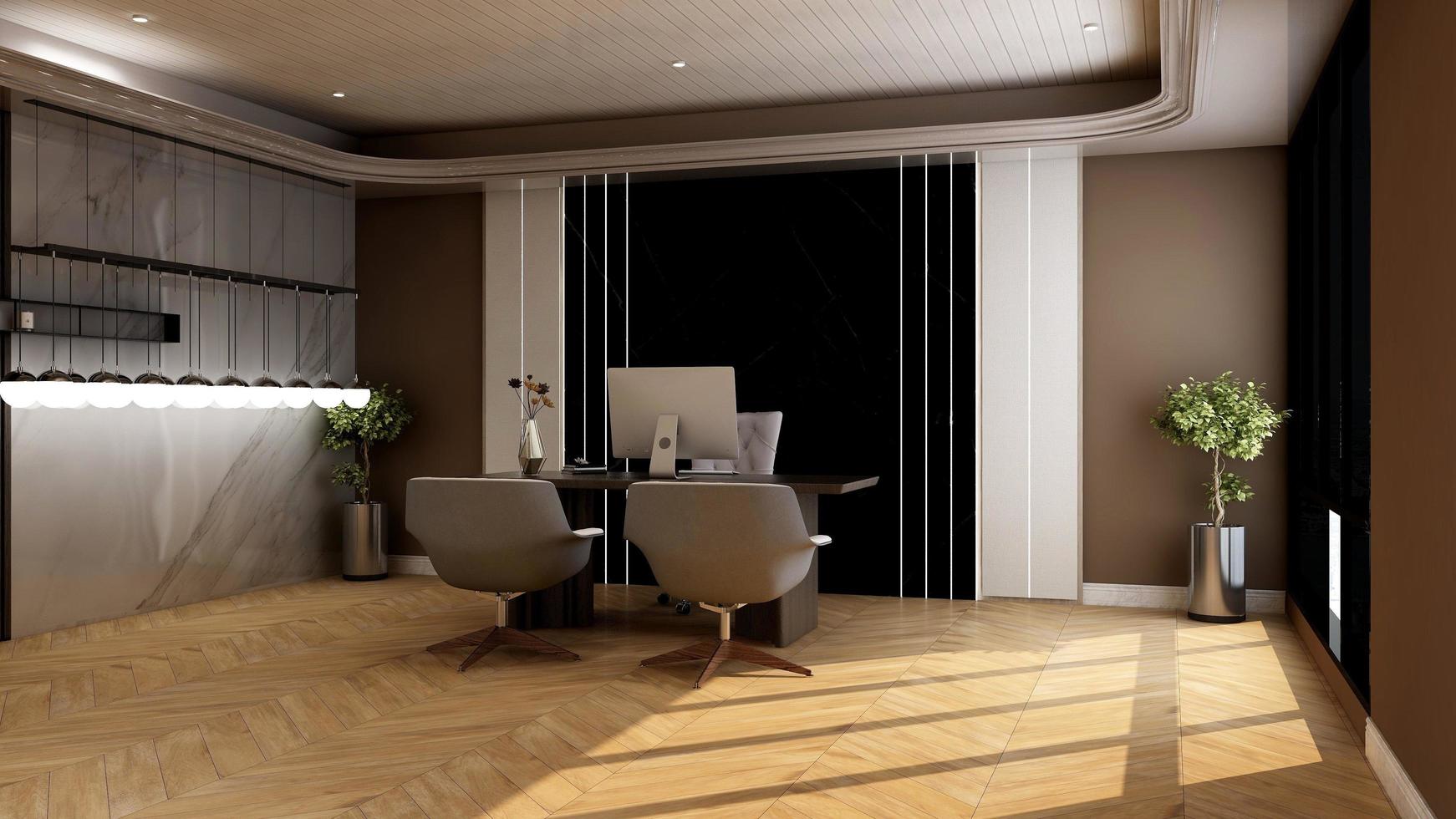 3d render office manager room wall mockup photo